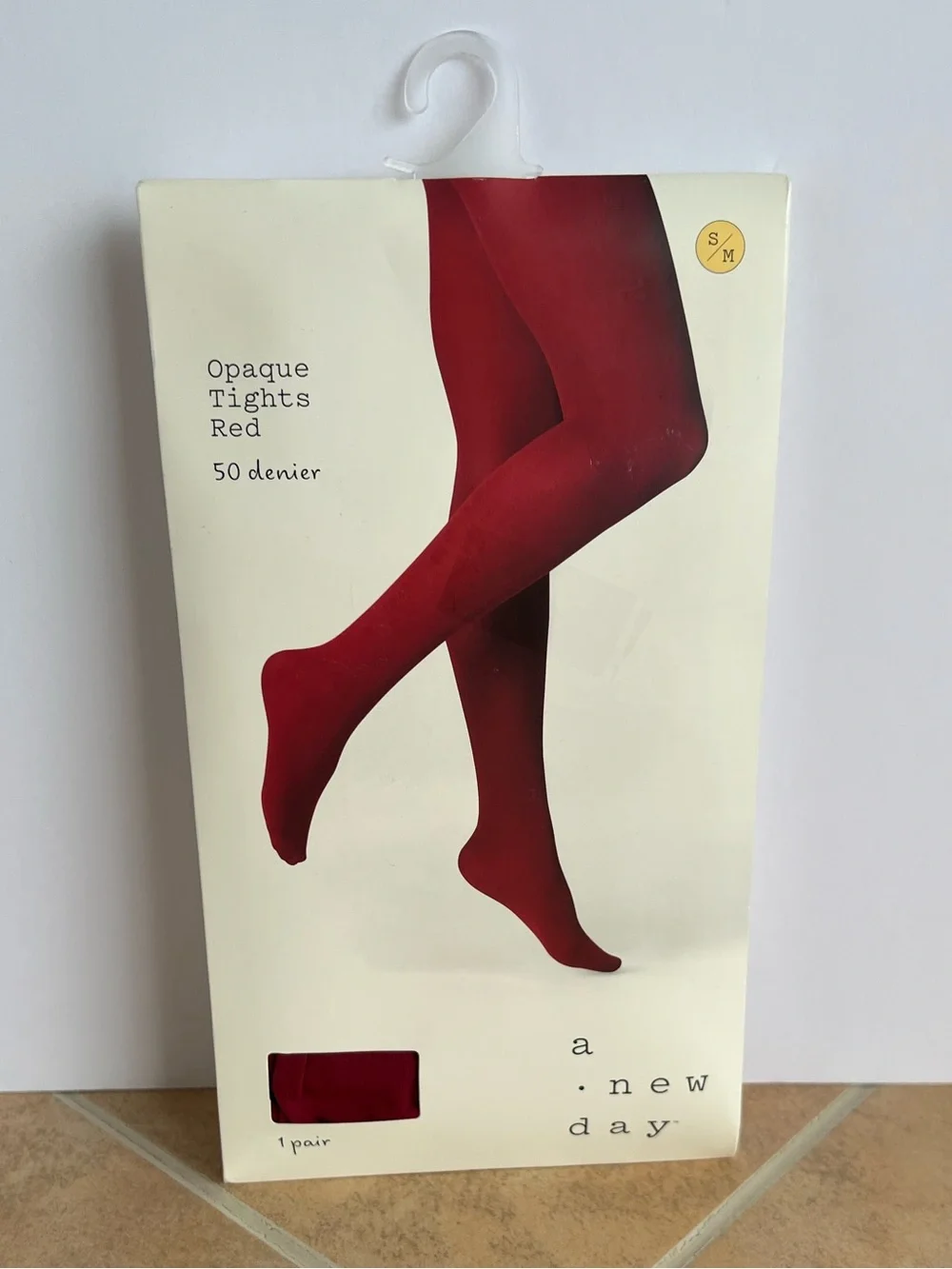 A New Day Red Opaque Tights Pantyhose Size Small Medium NEW
